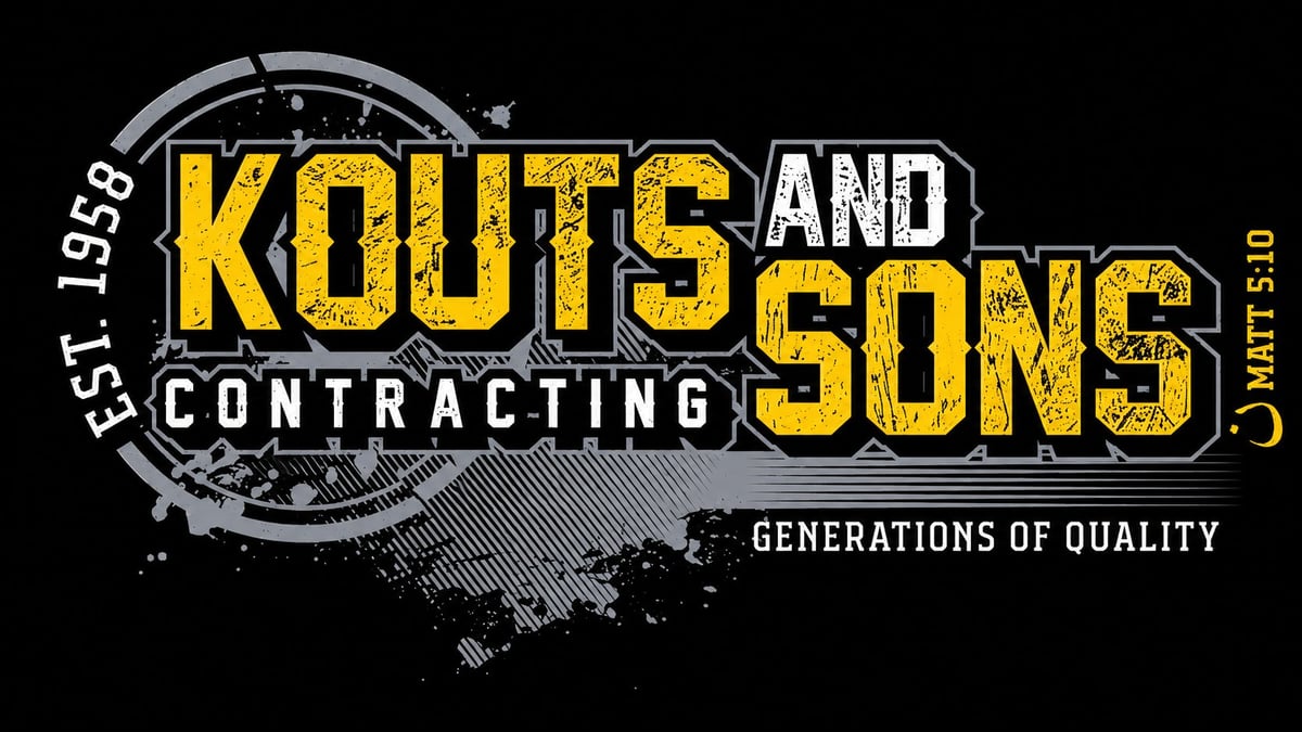 Kouts and Sons Contracting logo with gold lettering established 1958, tagline Generations of Quality